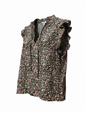 BB Dakota Steve Madden Floral Ruffle Sleeve Blouse Top – Large